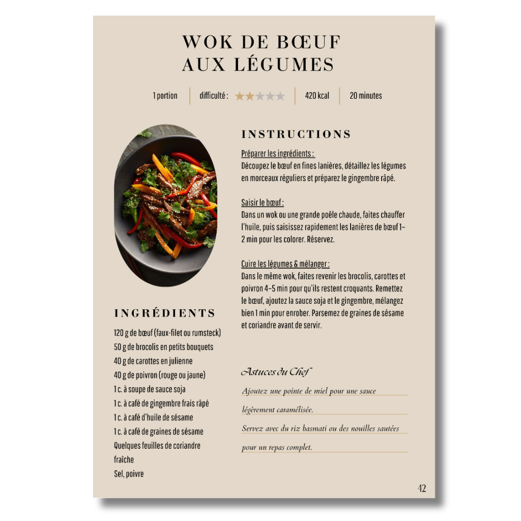 Exemple de recette Cuisin'Home — Wok de Bœuf aux Légumes
